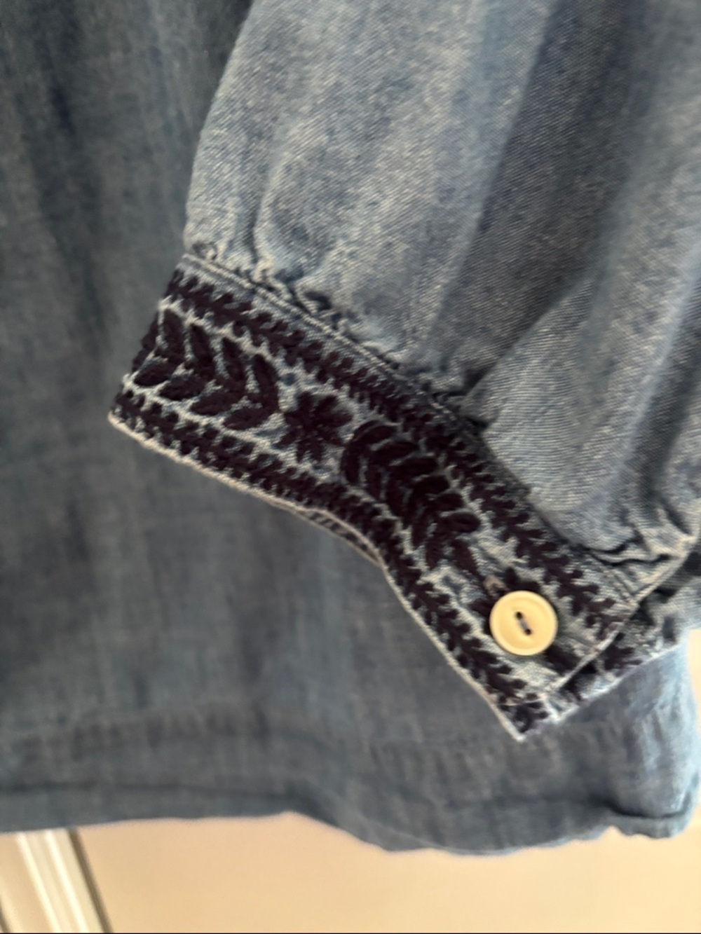 J. Crew Light Blue Embroidered Chambray Tunic - Picture 5 of 6